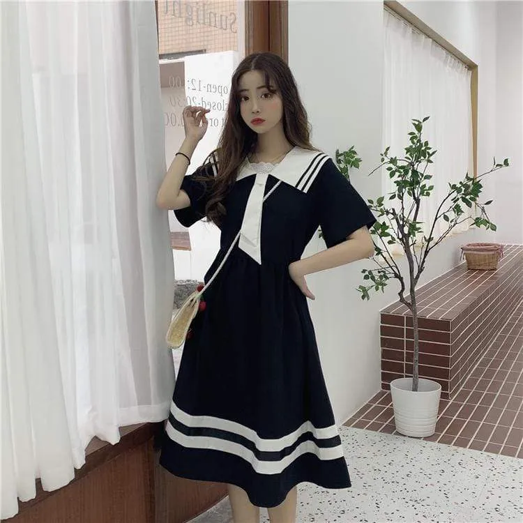 Navy Style Short Sleeved Dress
