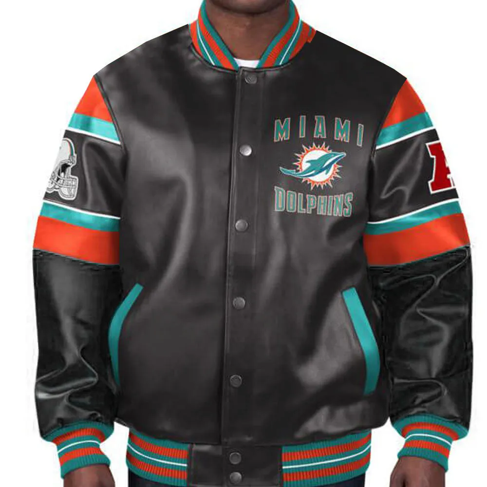 NFL Miami Dolphins Leather Jacket For Men and Women