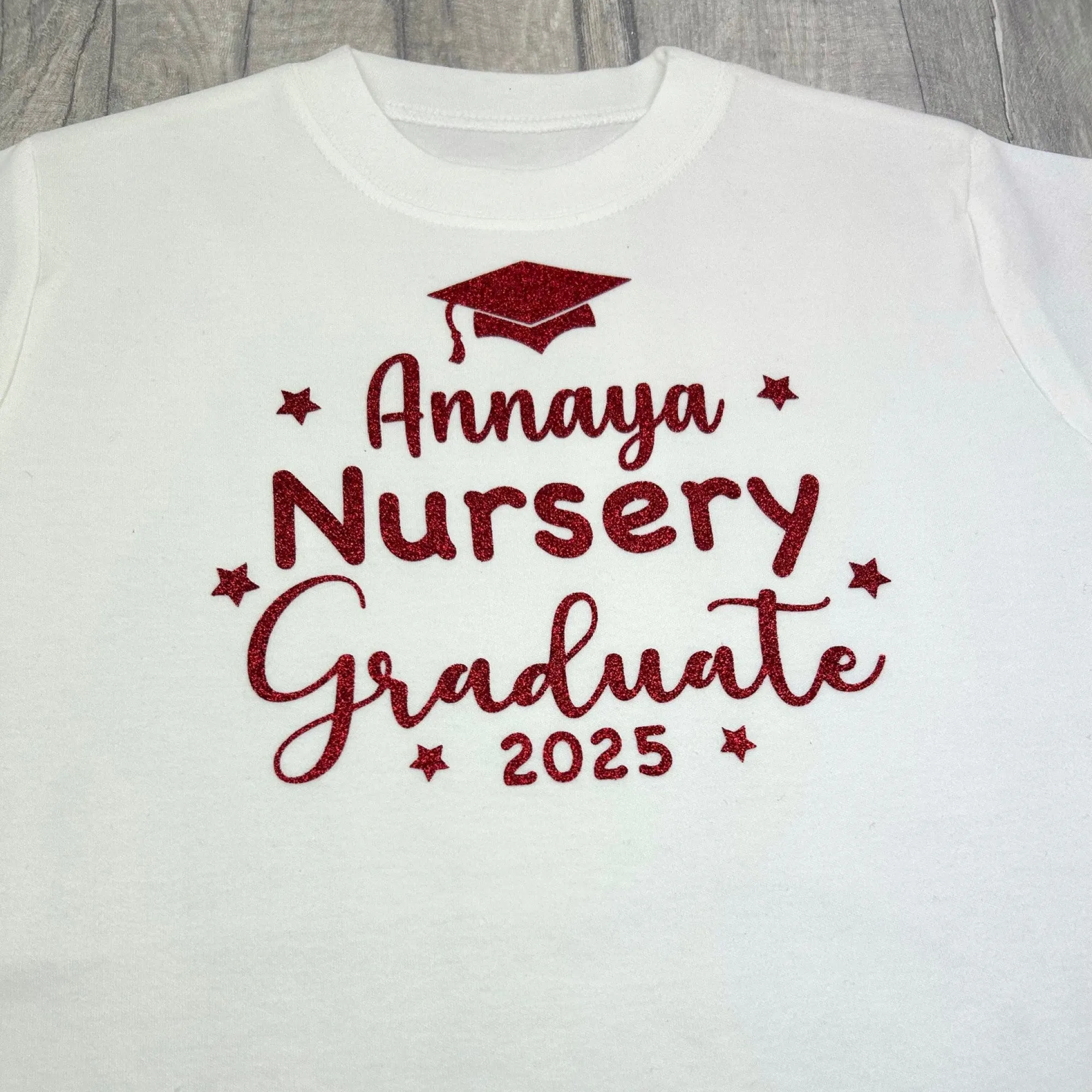 Personalised Nursery Graduate T-Shirt, Children's White Top