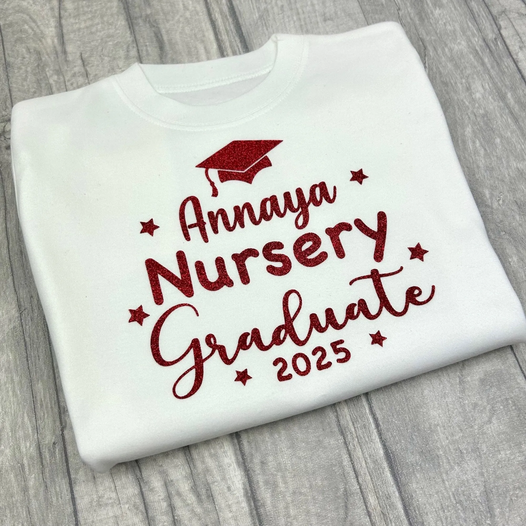 Personalised Nursery Graduate T-Shirt, Children's White Top