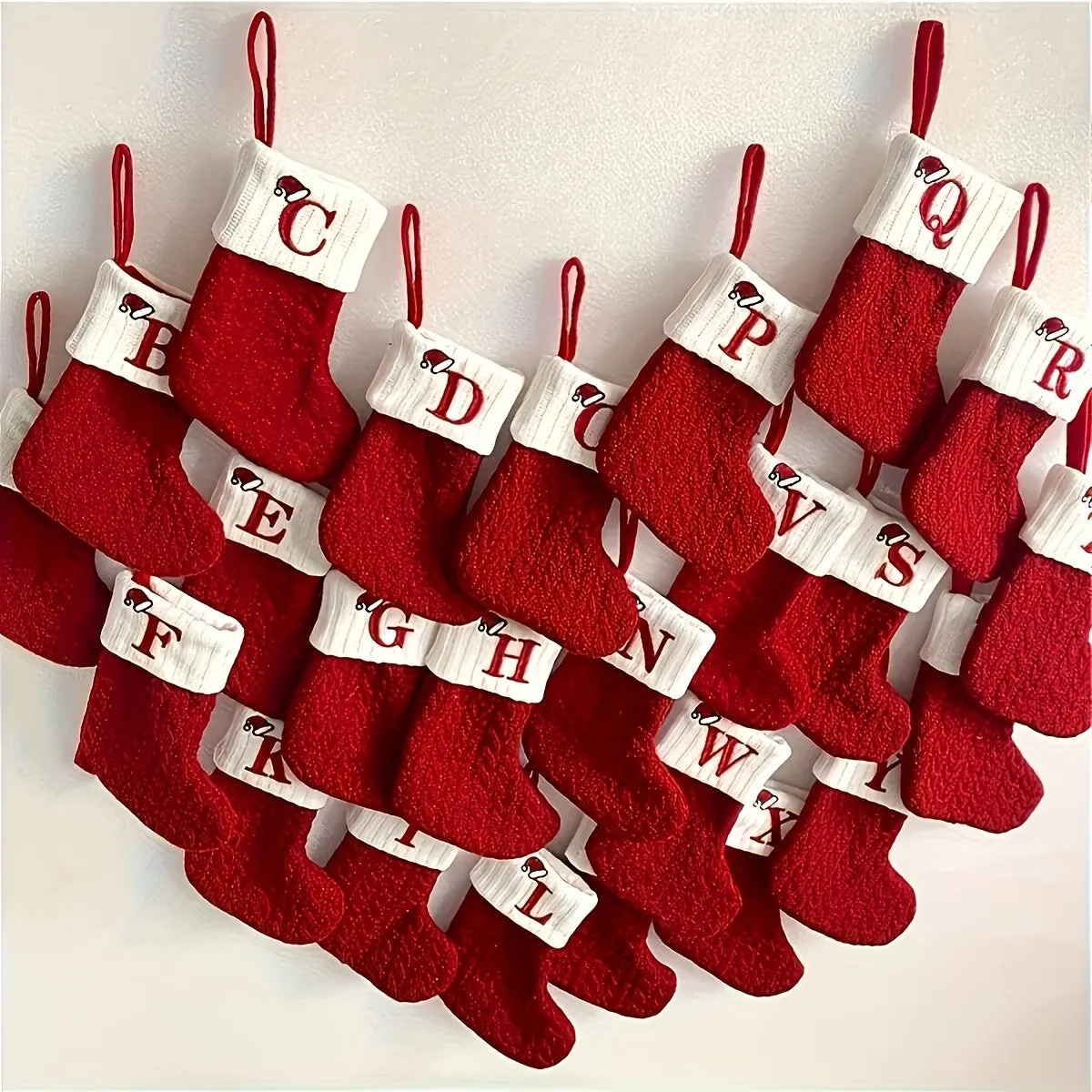 Personalized Festive Knit Christmas Stockings with Customizable Initials - Unique Holiday Decorations for Home, Family, and Friends - Ideal for Christmas Party, Tree, Mantel, and Fireplace Decor