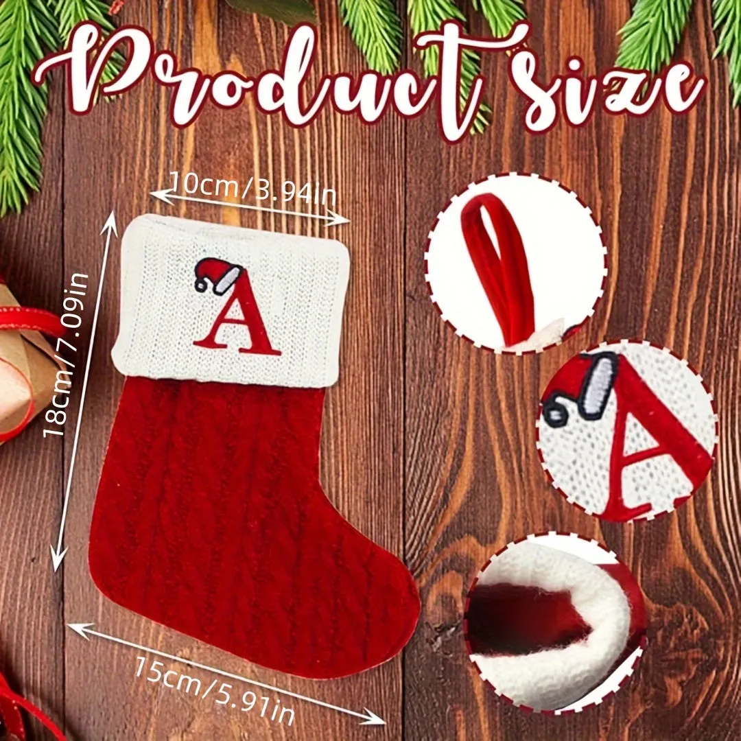 Personalized Festive Knit Christmas Stockings with Customizable Initials - Unique Holiday Decorations for Home, Family, and Friends - Ideal for Christmas Party, Tree, Mantel, and Fireplace Decor