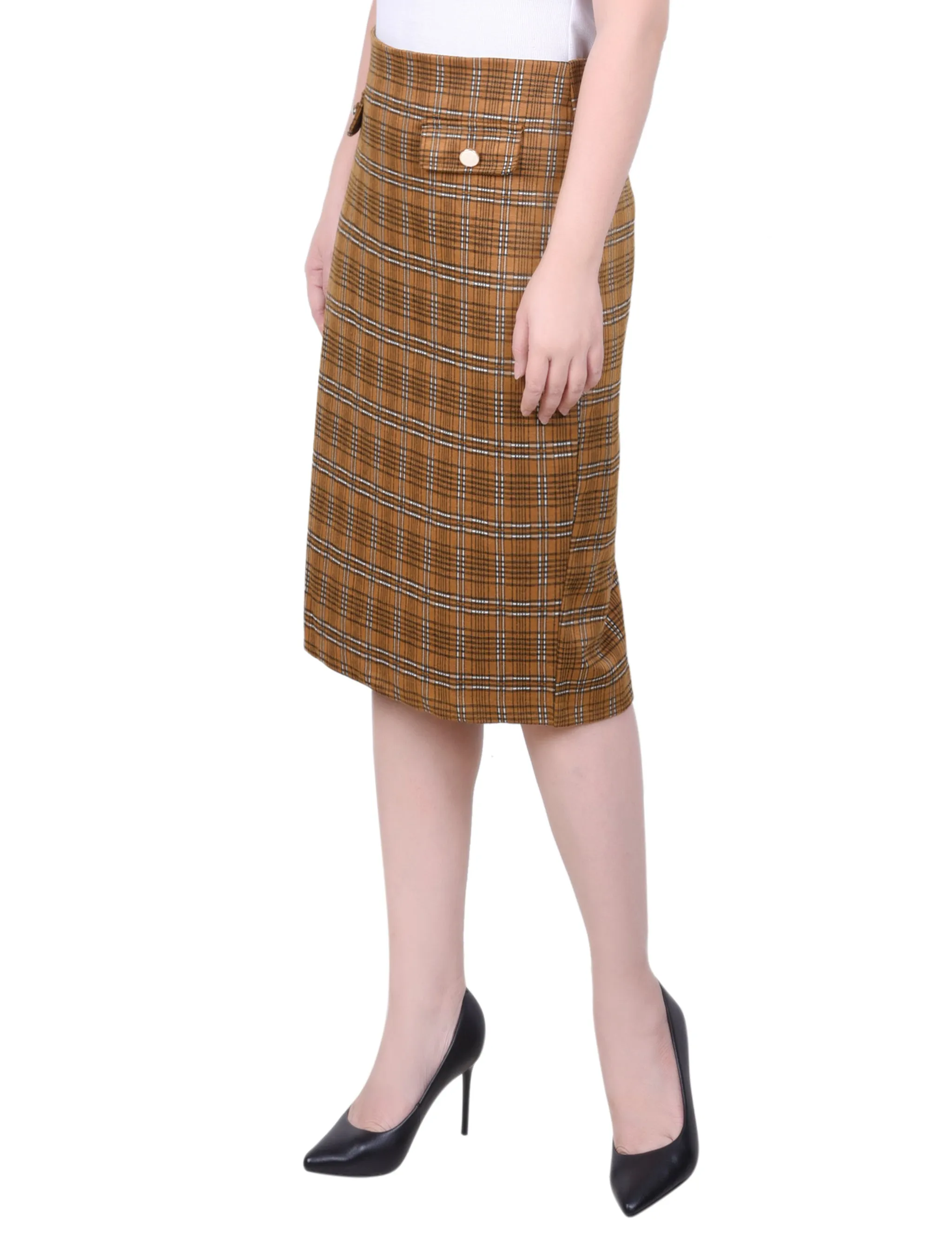Petite Knee Length Double Knit Skirt