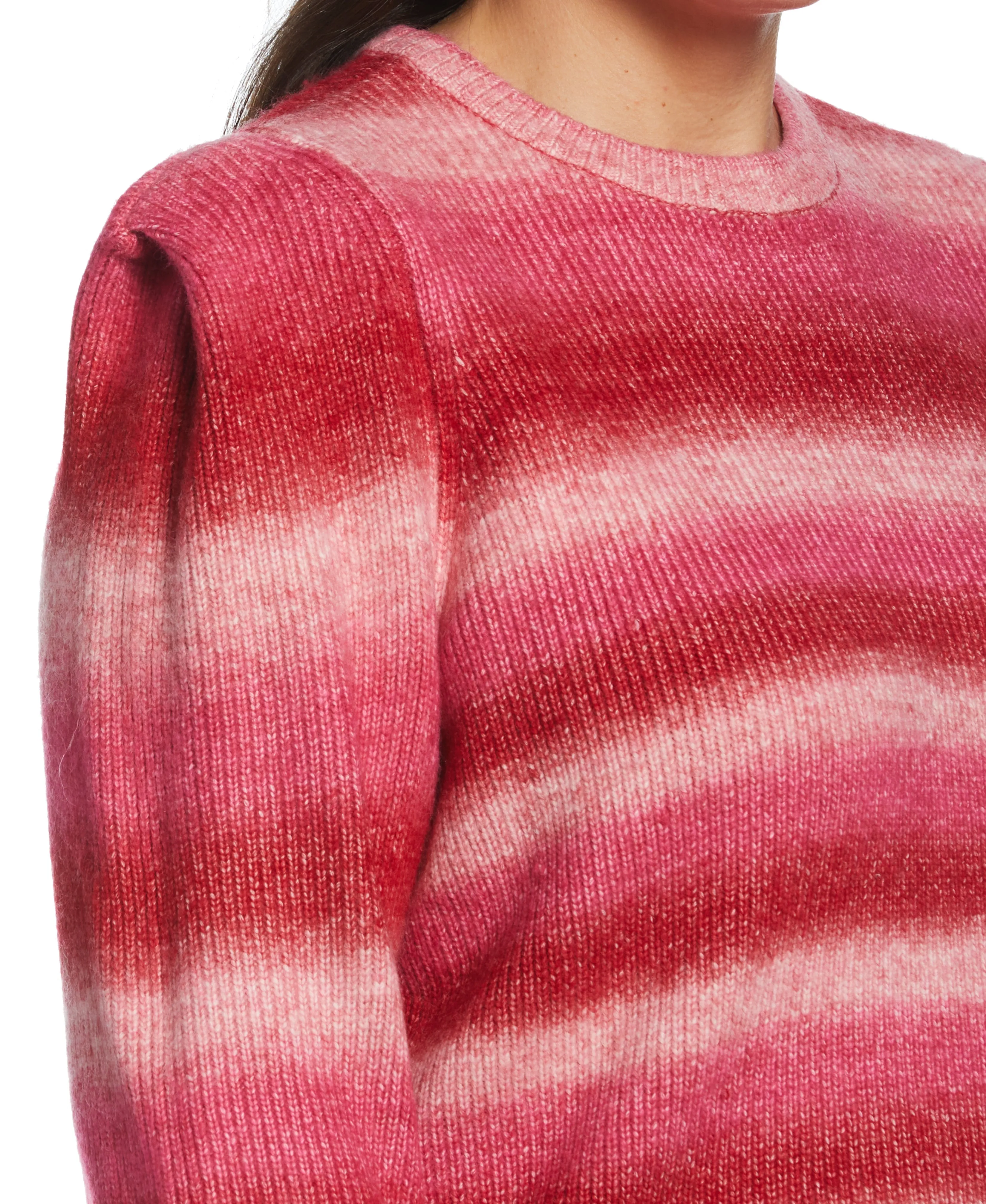 Plus Size Ombre Stripe Puff Sleeve Sweater
