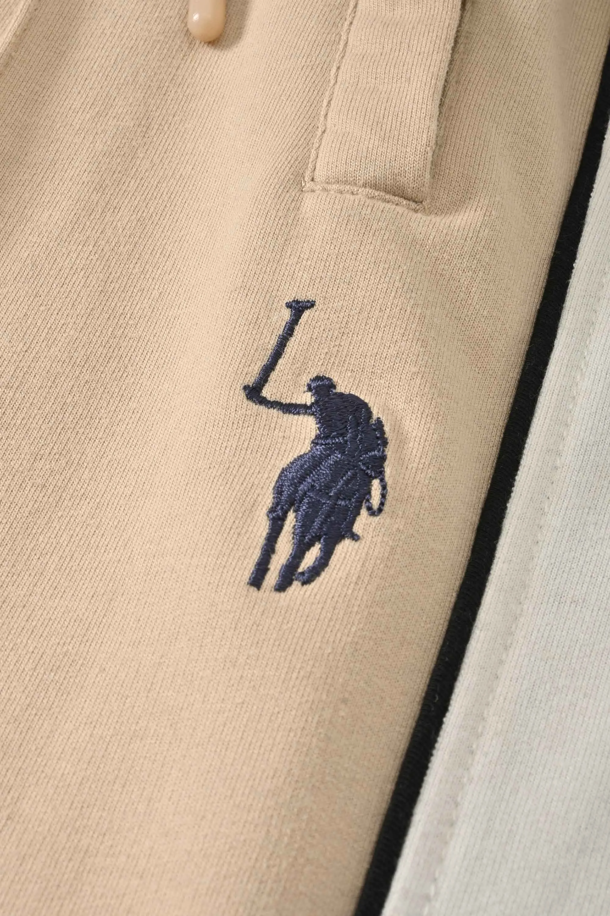 Polo Republica Men's Contrast Panel Pony Embroidered Terry Trousers
