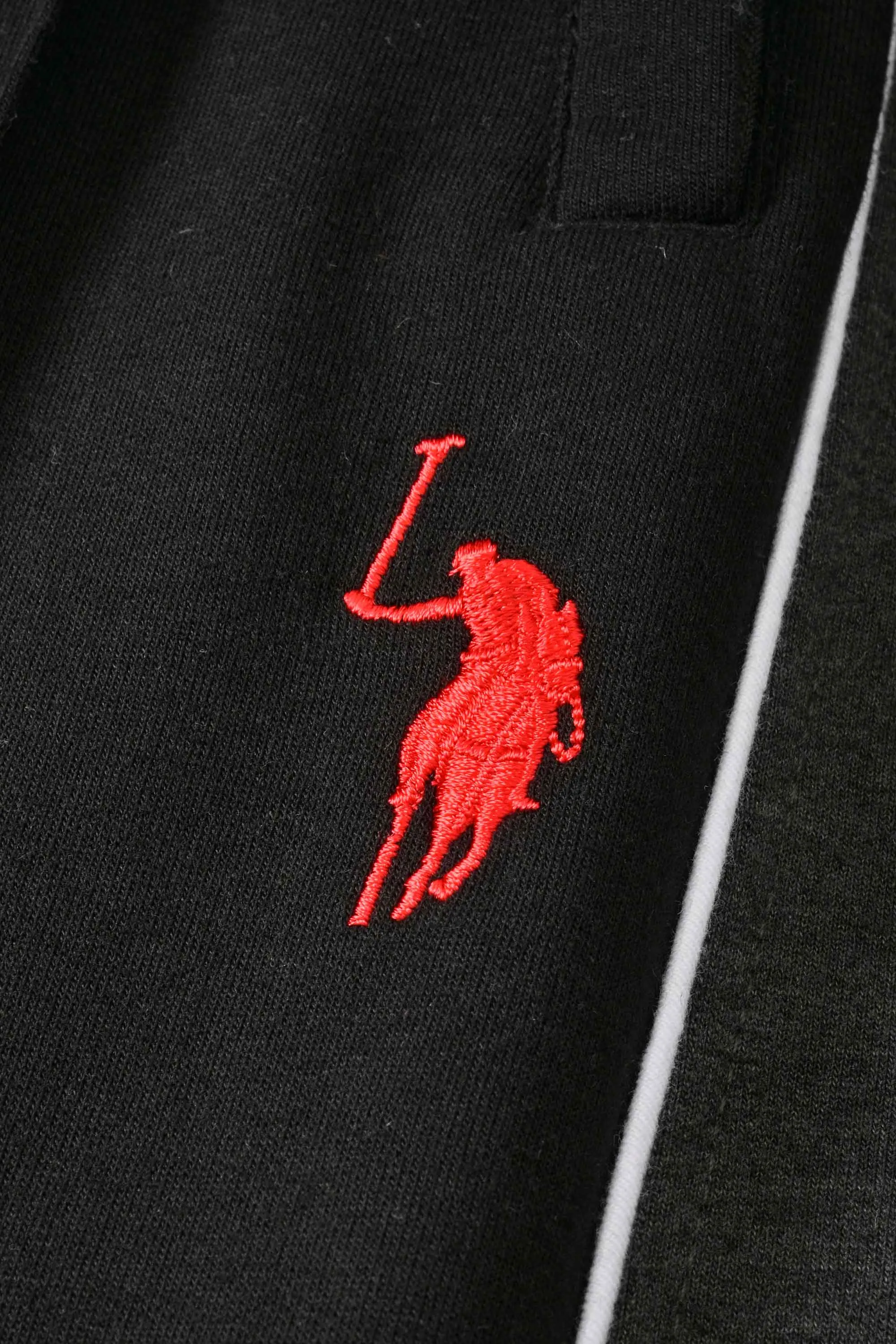 Polo Republica Men's Contrast Panel Pony Embroidered Terry Trousers