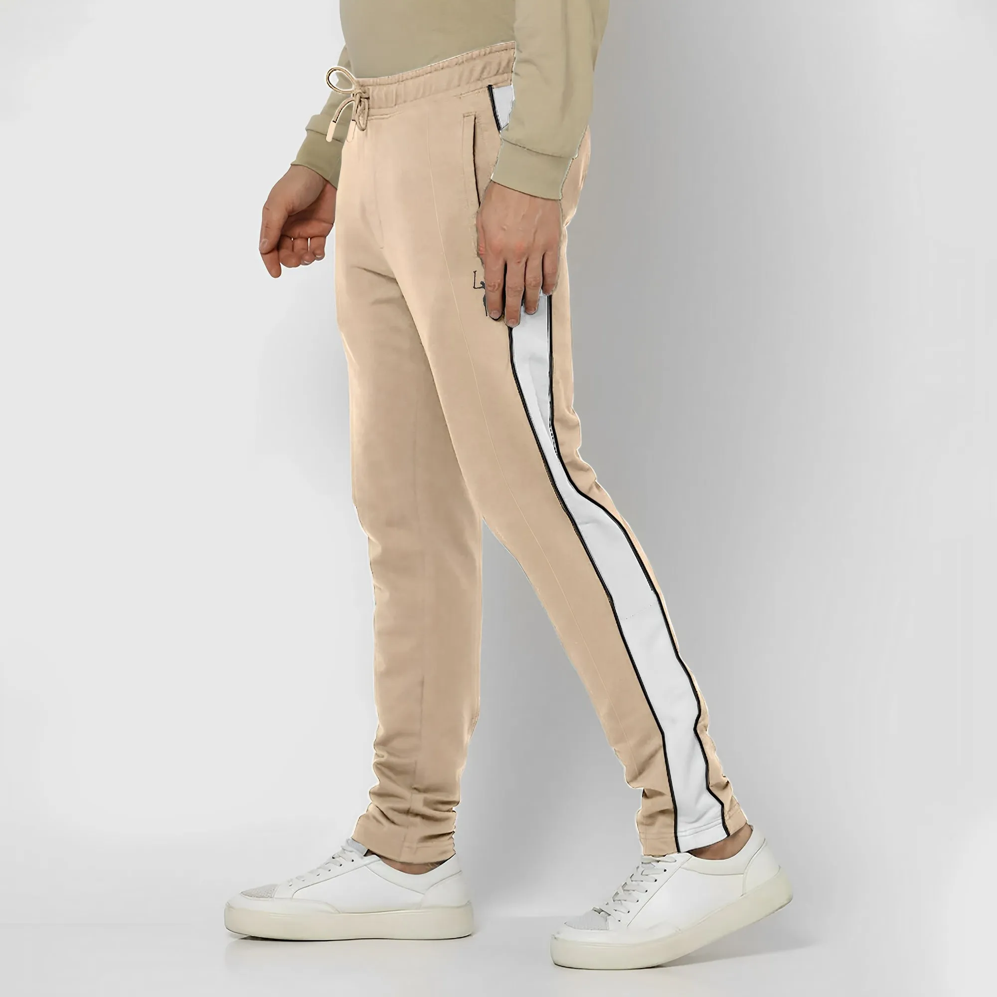 Polo Republica Men's Contrast Panel Pony Embroidered Terry Trousers