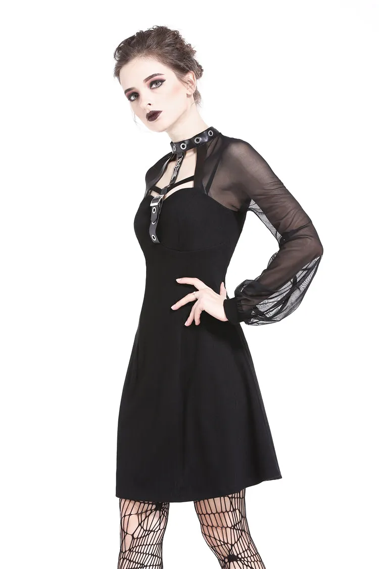 Punk mesh sleeve halter dress DW207