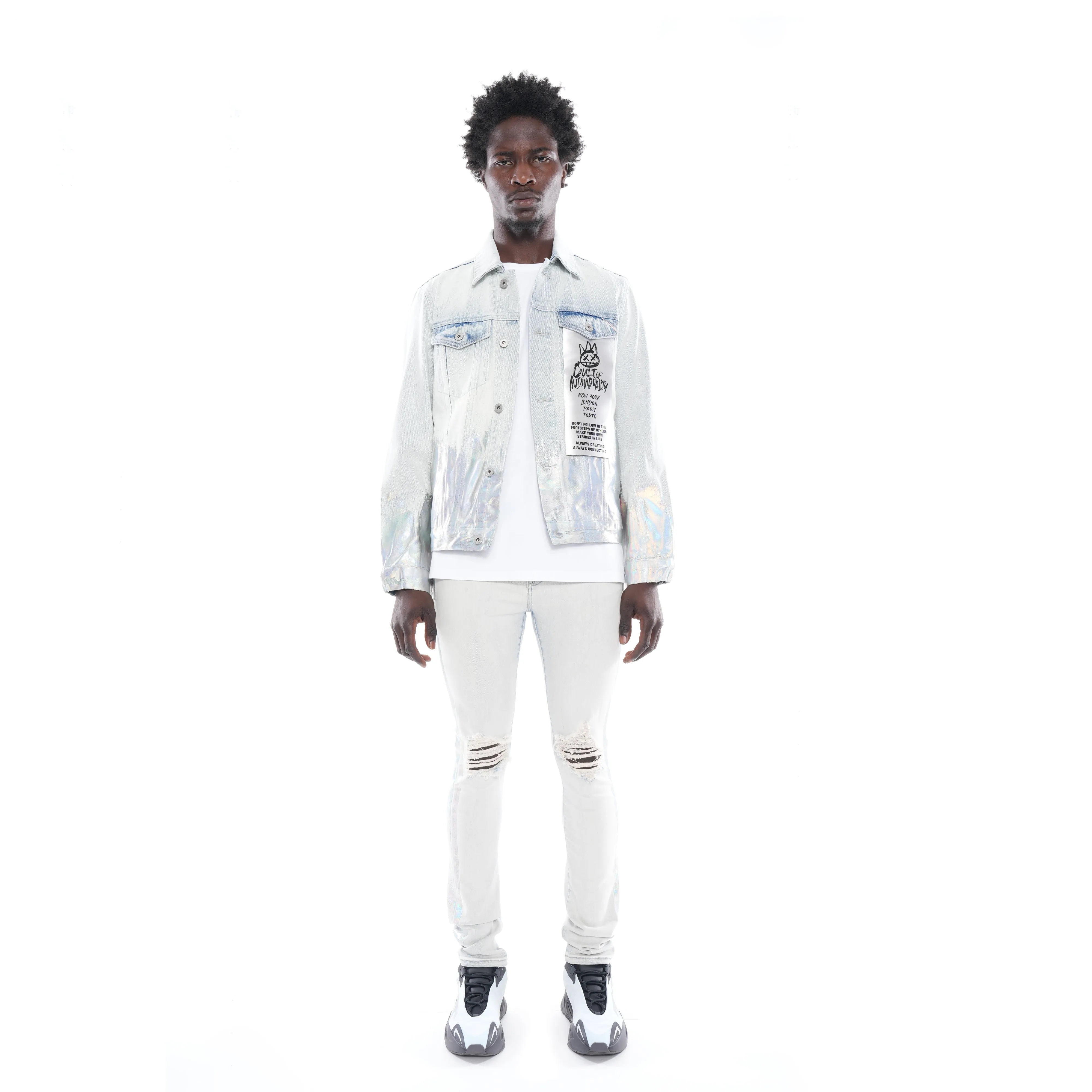PUNK SUPER SKINNY BELTED STRETCH IN FOIL