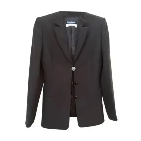 Salvatore Ferragamo Chocolate Brown Button Up Jacket