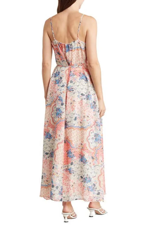 Sam Edelman spaghetti strap ruched tie waist chiffon dress