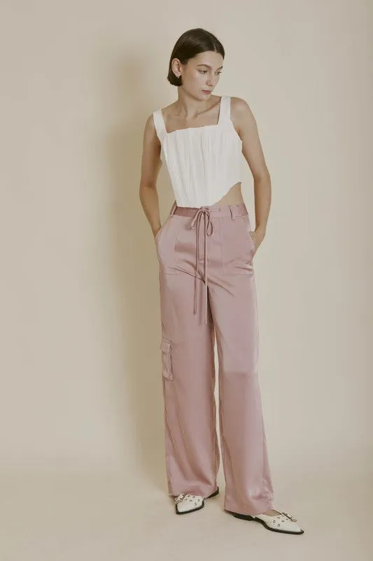 Satin Cargo Pants