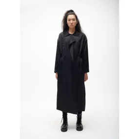 SERGEY SOROKA Womens Long Black Belted Trench Coat - Size US 4, Elegant and Stylish Outerwear