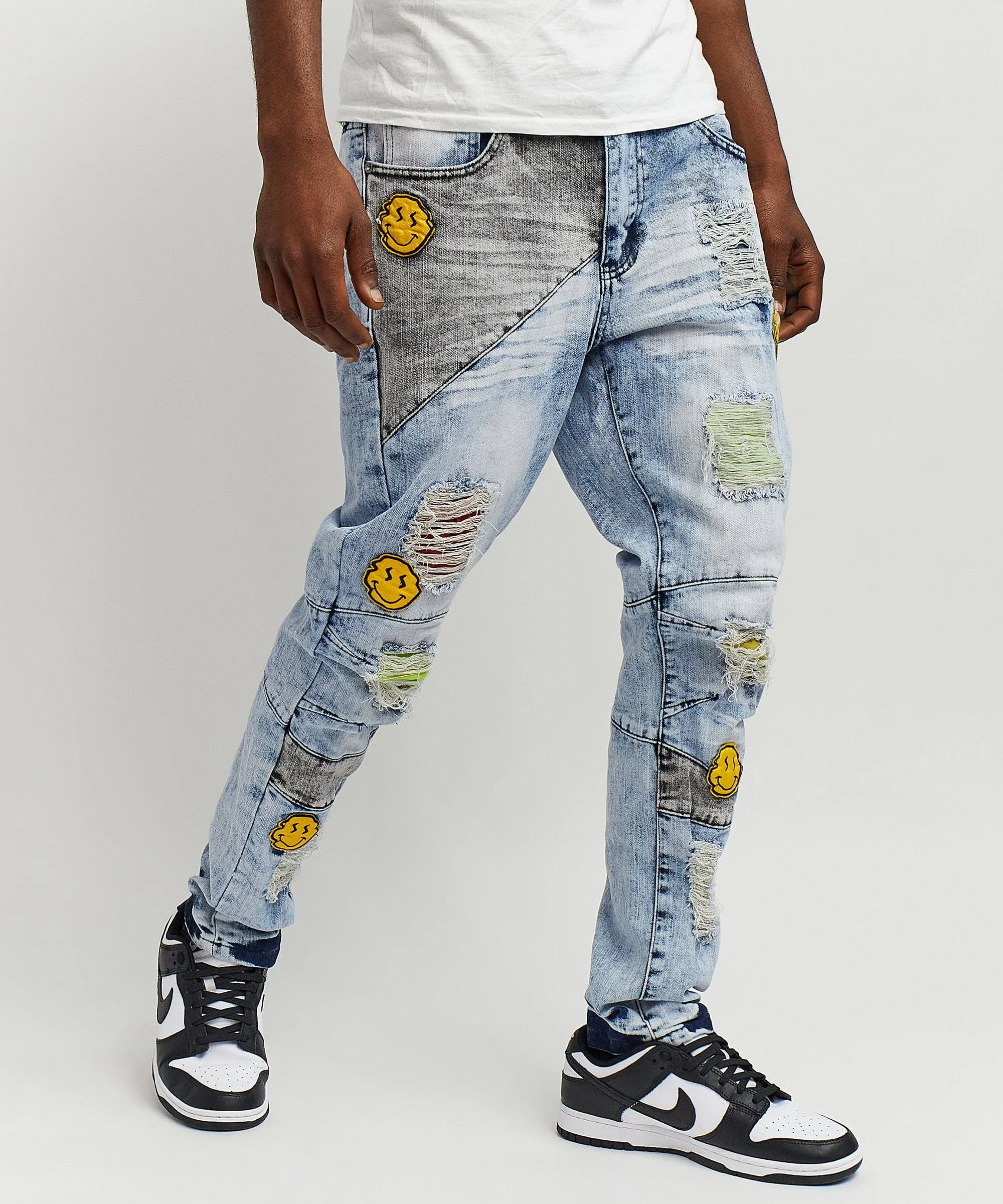 Smiley Patch Light Washed Denim Jeans