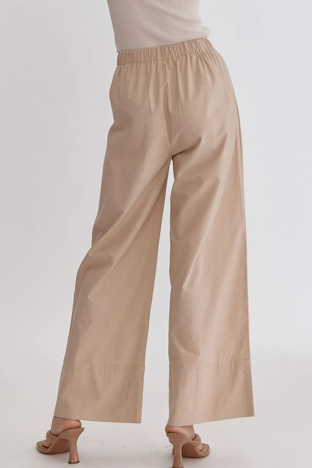 Solid High-Waisted Wide-Leg Linen Pants