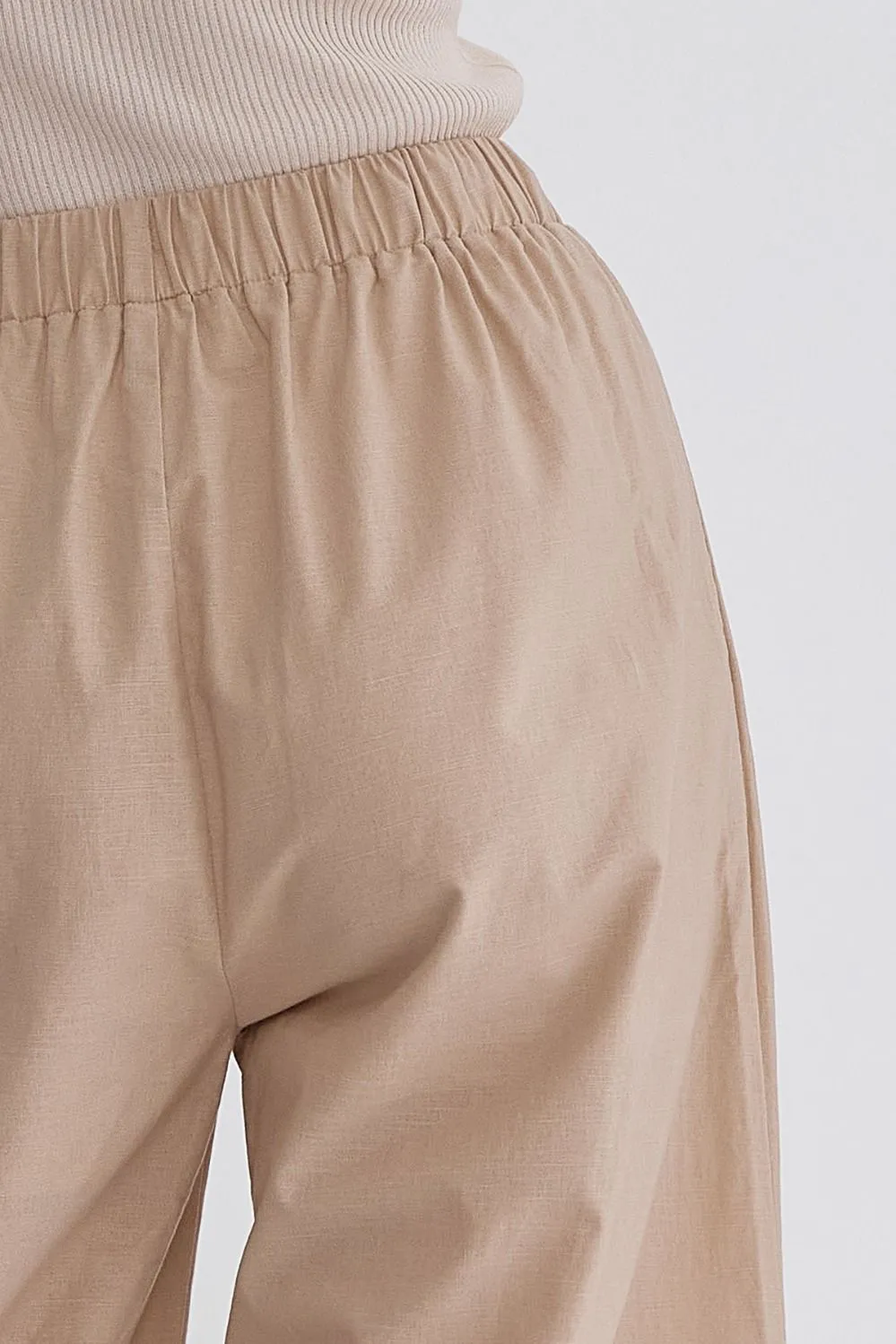 Solid High-Waisted Wide-Leg Linen Pants