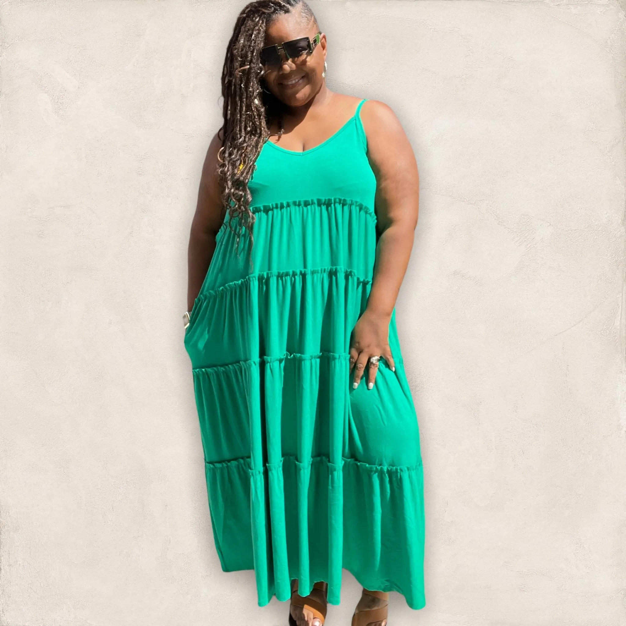 Spaghetti Strap Fit & Flare Plus Size Maxi Dress