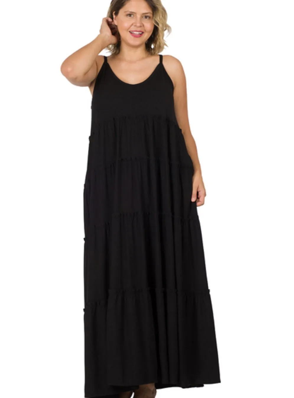 Spaghetti Strap Fit & Flare Plus Size Maxi Dress