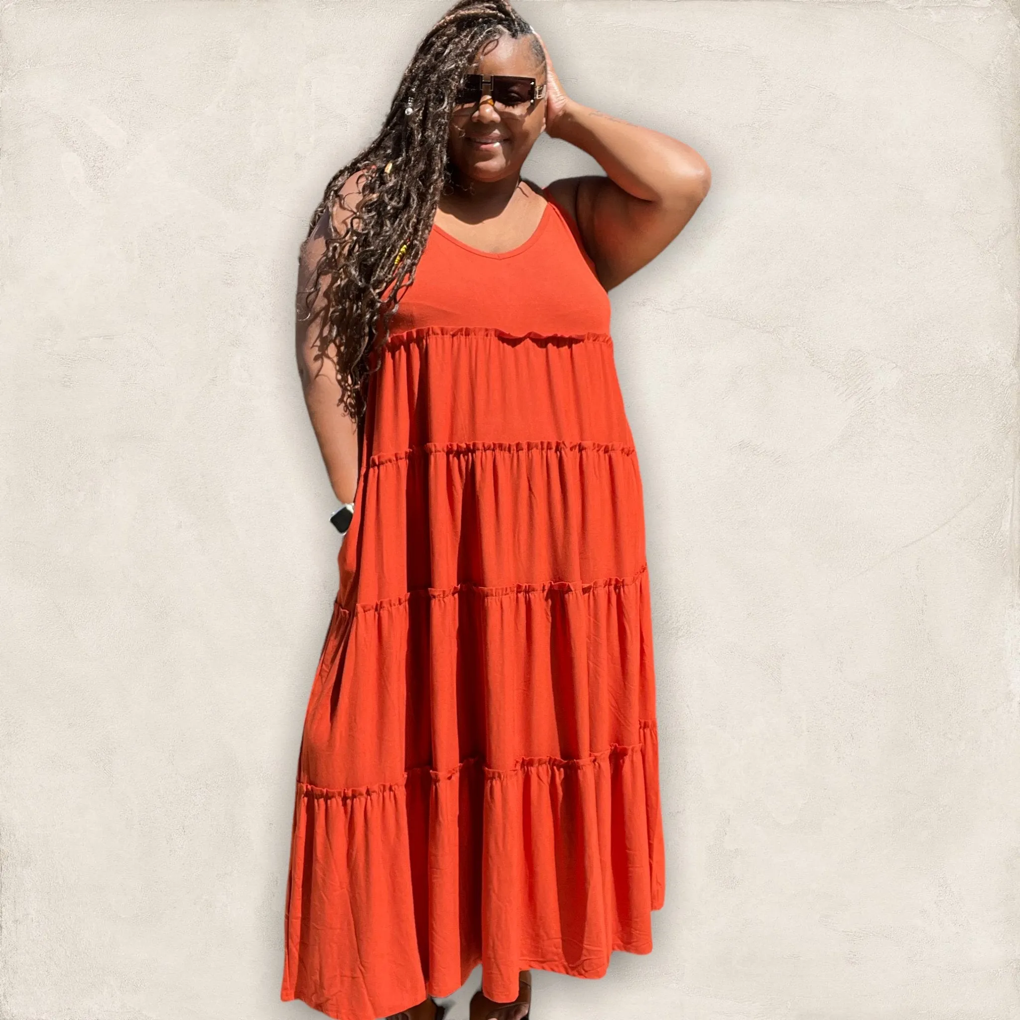 Spaghetti Strap Fit & Flare Plus Size Maxi Dress