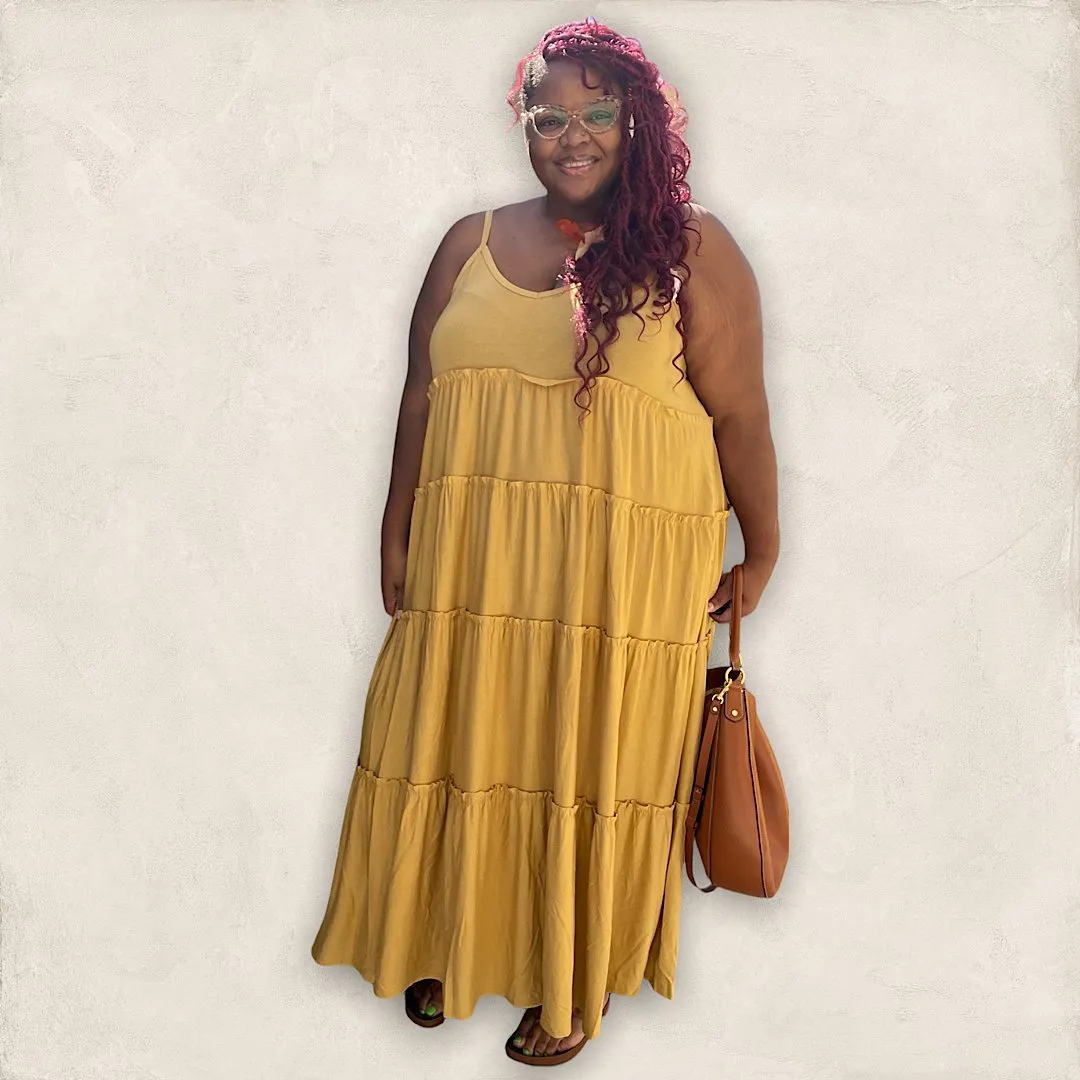 Spaghetti Strap Fit & Flare Plus Size Maxi Dress