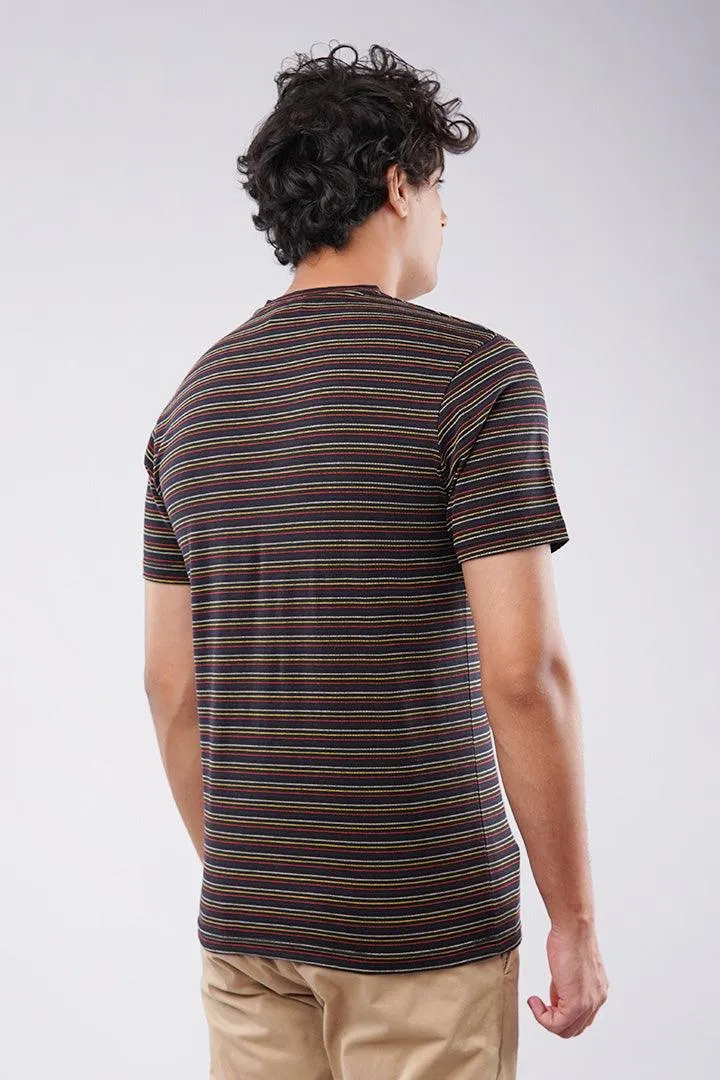 Striped Pocket T-Shirt - Black