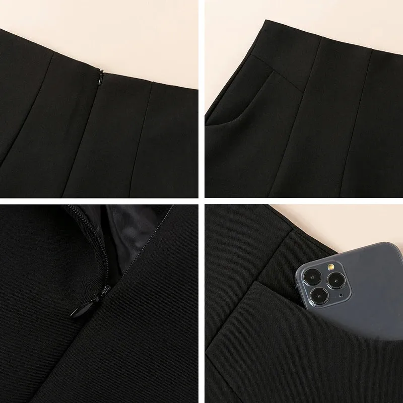 Suit Shorts Women High Waist A-line Shorts Spring Summer Casual Loose Wide Leg Chiffon Shorts Lady Black White