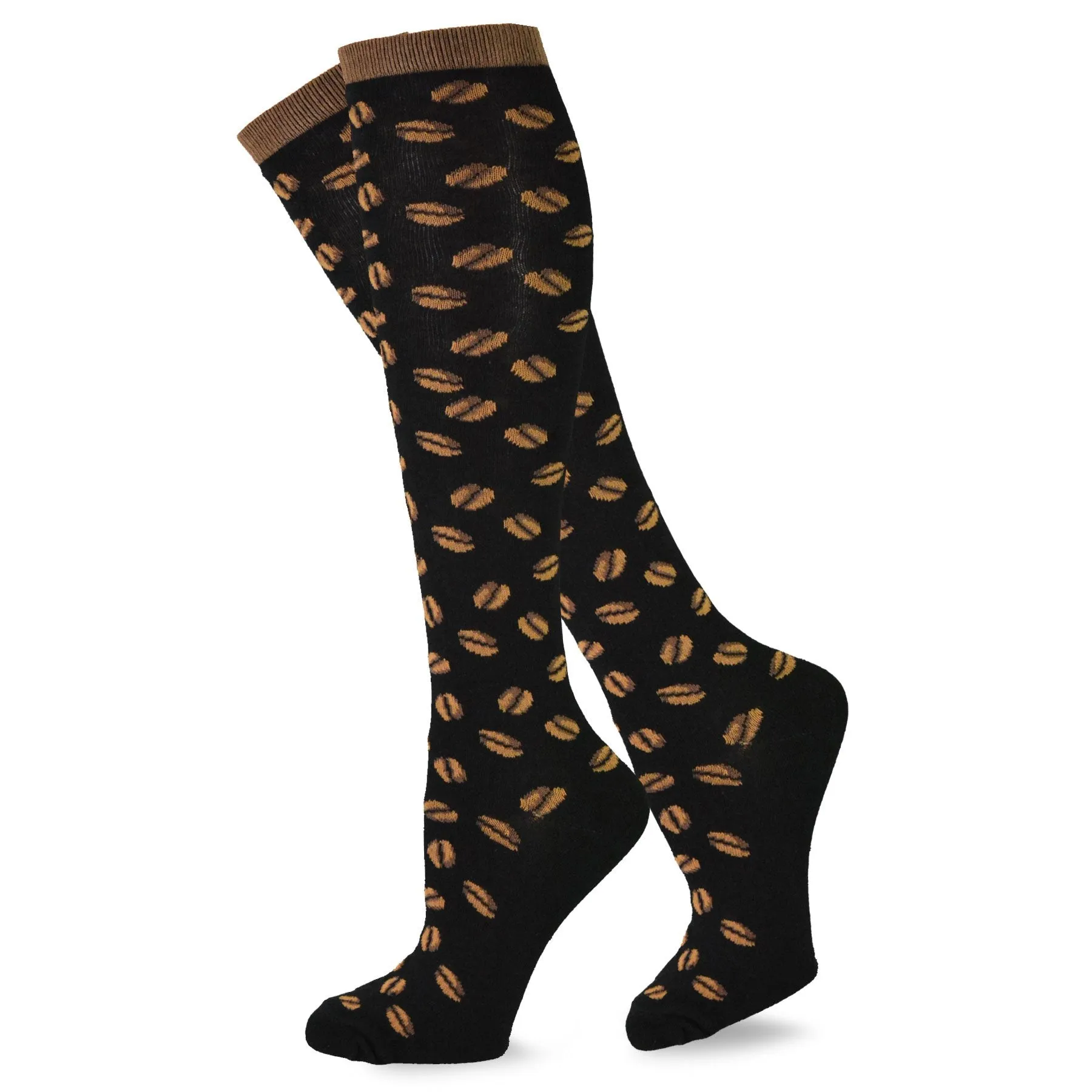 TeeHee Socks Women's Novelty Cotton Knee High Coffee 2-Pack (11428)
