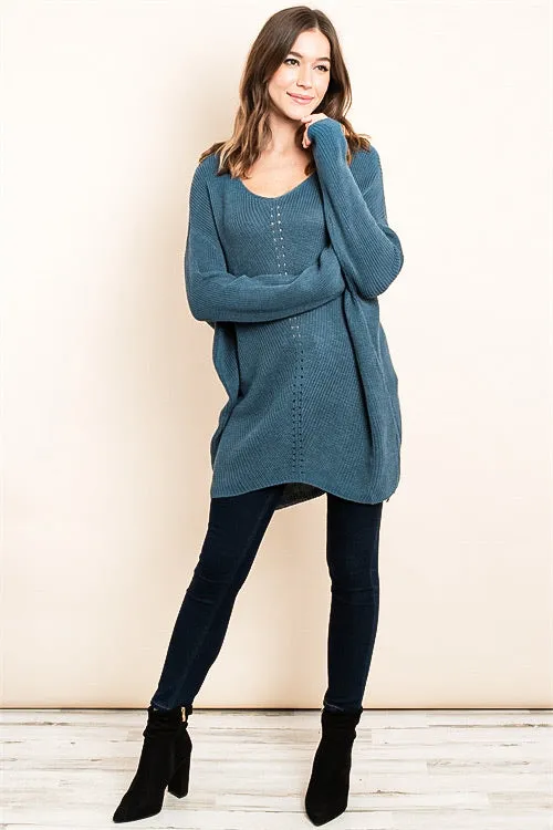 Thea Steel Blue Dolman Sweater