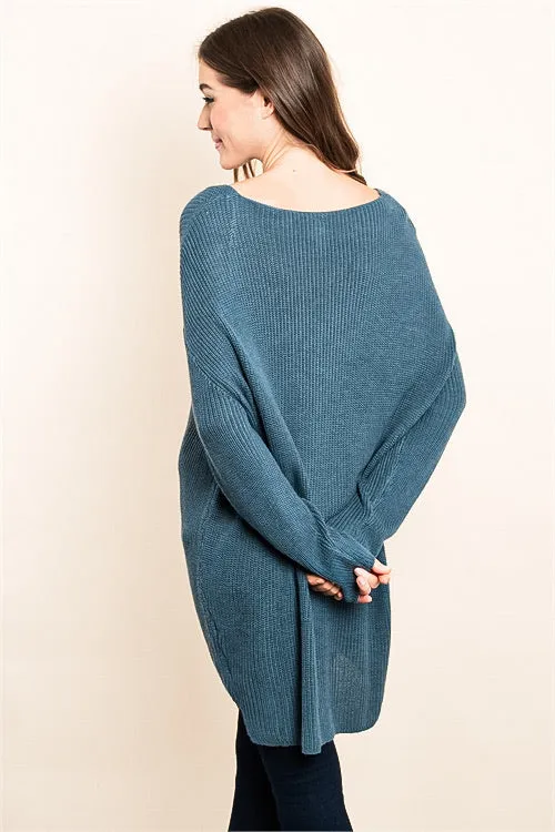 Thea Steel Blue Dolman Sweater