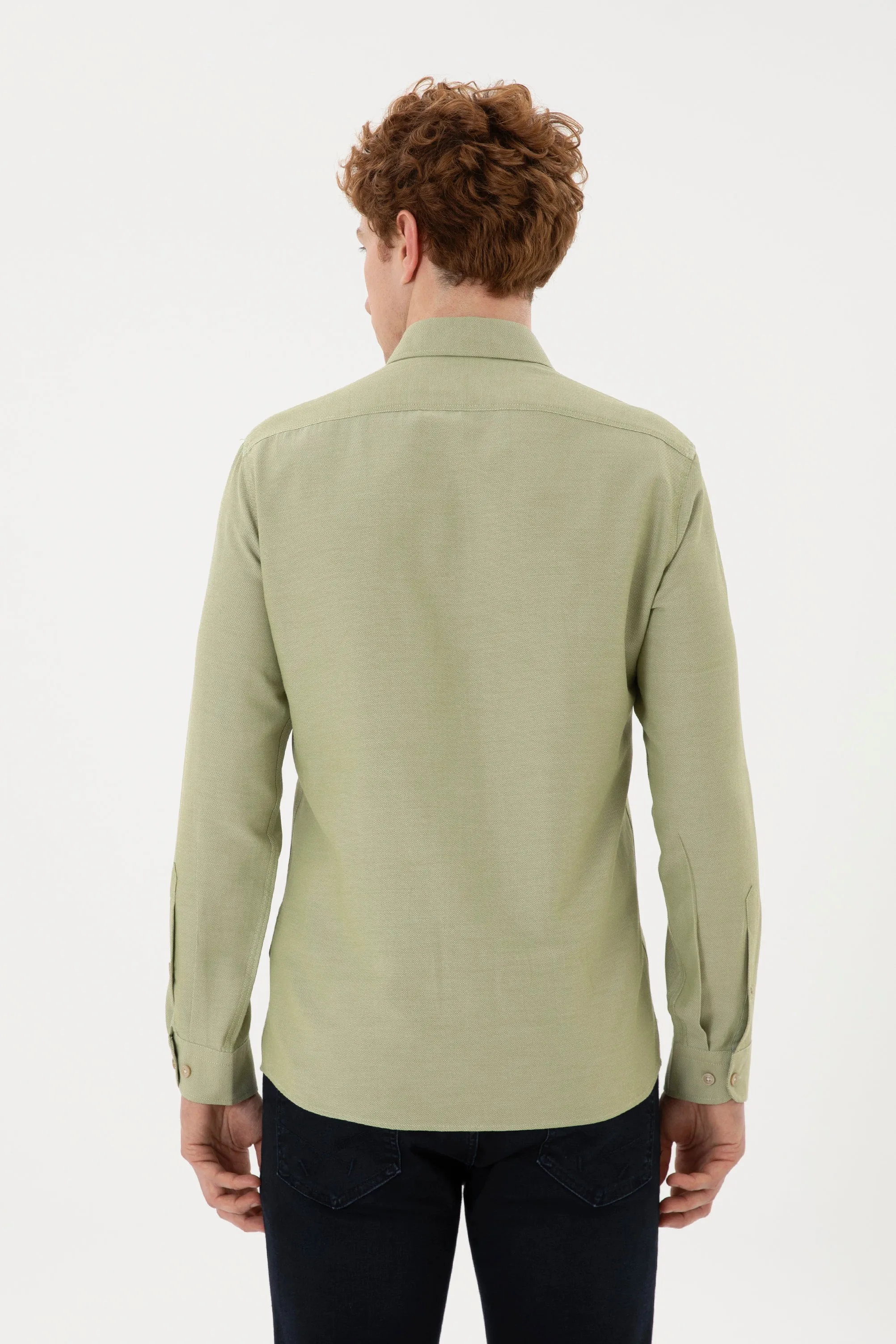 US Polo Assn. Men Shirt Slim Full Sleeve Light Khaki VR183 USPSH347 USPA
