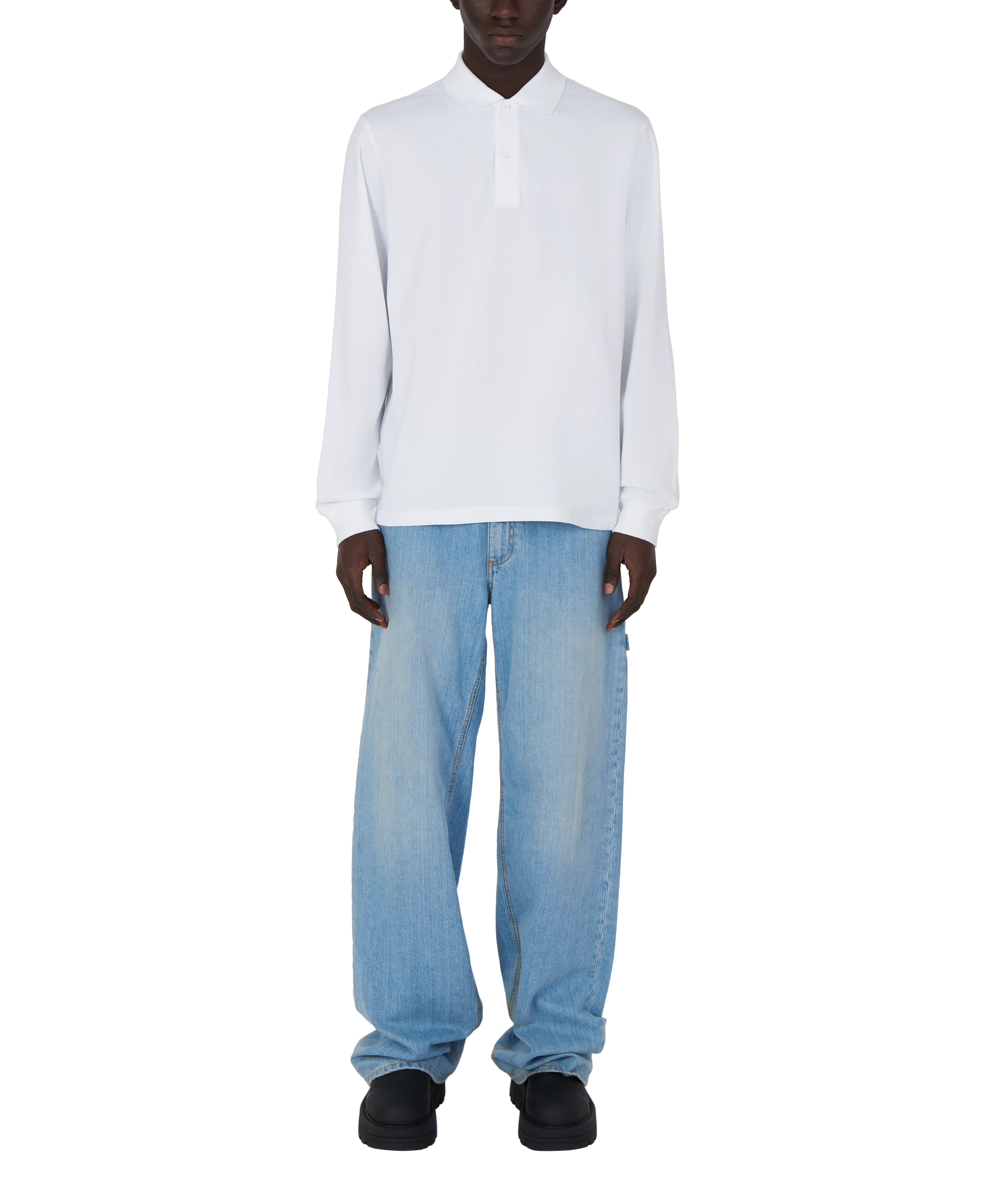 WHITE LONG SLEEVE POLO SHIRT