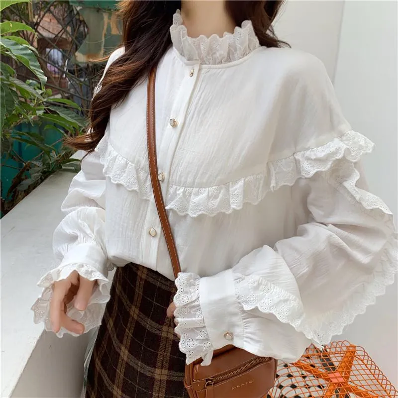 Women's  Falbala Trumpet Sleeved Shirt